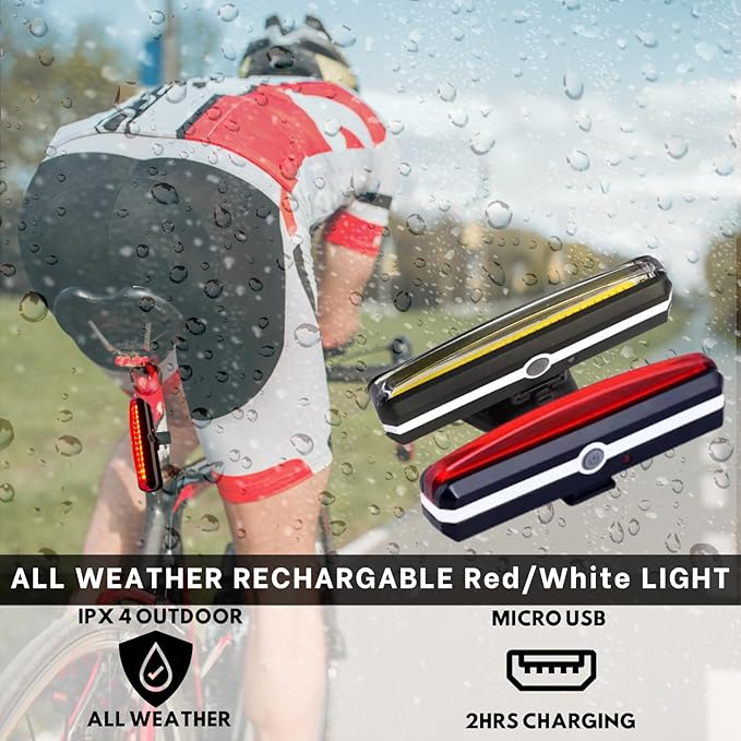 Ultra Bright Bike Lights for Night Riding Rechargeable Led for Bycicles Weather Resistant Multiple Modes. Tubular mounting MTB Road Cyclocross Ebike Mini Bike Scooter
