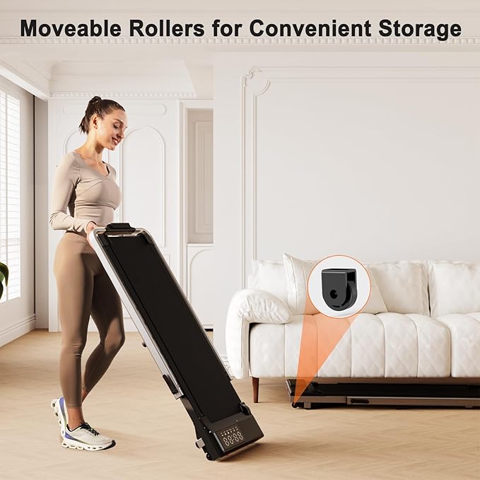 Walking Pad Treadmill with Handle Bar 3-in-1 Foldable Treadmills for Small Space 300 LBS Capacity, 3.0HP Portable Under Desk Treadmill for Home Office with LED Display Remote APP Control