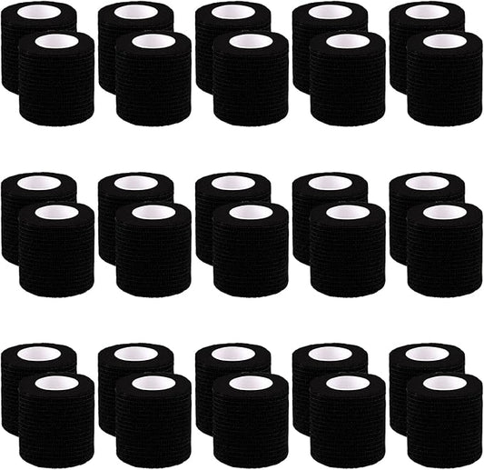 BQTQ 30 Rolls Self Adherent Wrap Stretch Bandages Self Adhesive Bandage Wrap 2 inch Self Stick Bandage Wrap Tape for Wrist Ankle Swelling Sprains (Black)
