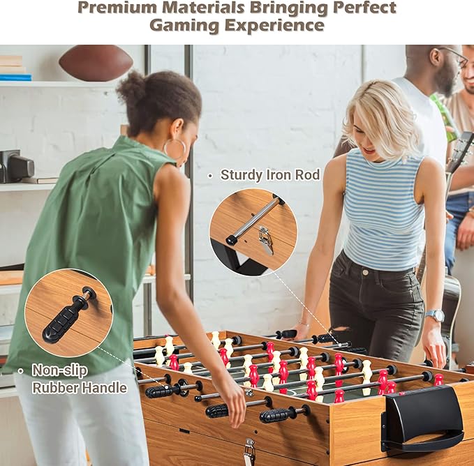ARLIME 3 in 1 Multi Game Table, 48'' Foosball Desk w/Billiards, Soccer, Slide Hockey, Wood Foosball Table for Adults, Game Room, Parties