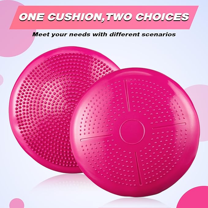 Leitee 10 Pcs Wobble Cushion Inflated Wiggle Seats 13.4'' Balance Disc with Air Pump Sensory Flexible Seat Balance Pad for Focus Sensory Training Core Stability Physical Exercise Home Office