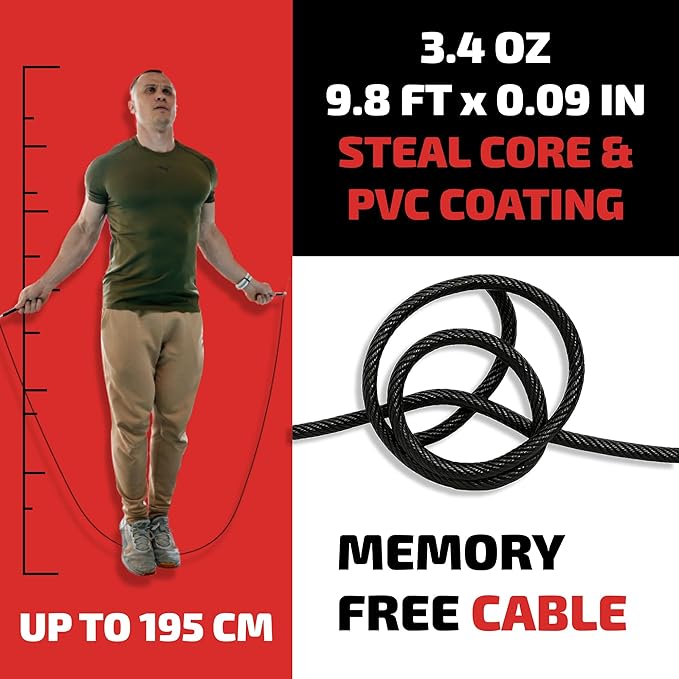 WARM BODY COLD MIND Adjustable Jump Rope For Men and Women, Speed Jump Rope, Skipping Rope for Weightlifting, Boxing, Gym, Outdoor or Indoor Sport, Fitness