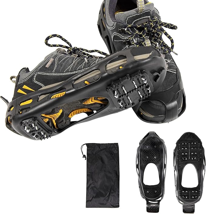 Snow Shoe Grip for Hiking on Snow and Ice, Heavy Duty Traction Aid with Steel Spikes (1 Pair)