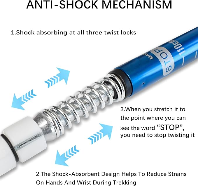 2 Pack Hiking Poles for Junior, Nordic Walking Trekking Pole Hiking Sticks Lightweight Collapsible & Shock-Absorbent Aluminum with Quick Adjustable Locks for Youth & Women