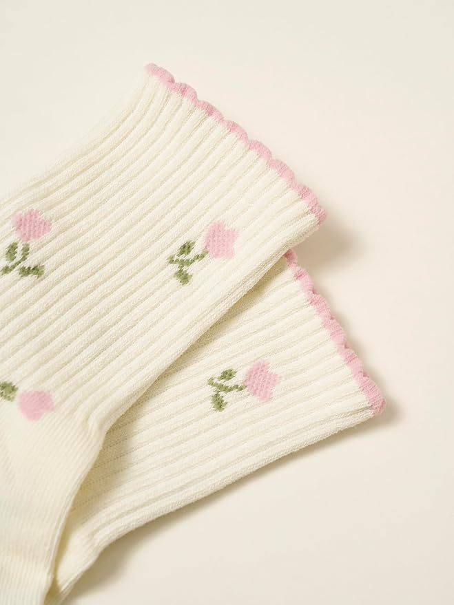 Crew Half Calf Grip Socks, Cutest Fruits Pilates Socks, Ruffle socks, Non-Slip, Barre Yoga Fitness