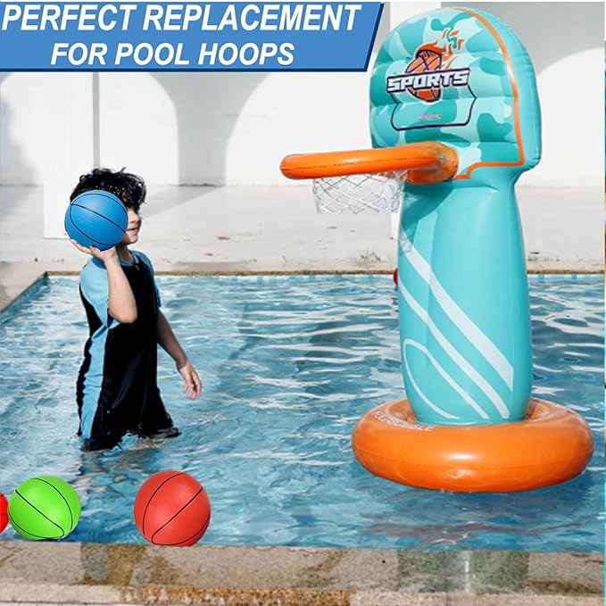 6 Inch PVC Mini Basketball for Indoor Mini Hoops, Soft 6" Rubber Small Repacement Balls for Over Door Hoop Sets, Little Beach Ball for Outdoor Yard Lawn (6 PCS with Air Pump)