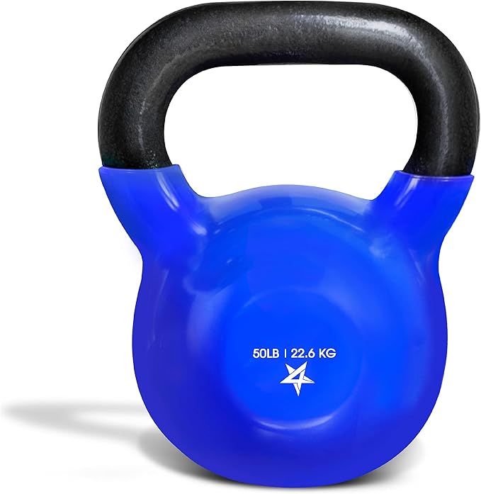 Yes4All Kettlebell, 5-100 LB Vinyl Coated Cast Iron Strength Training Kettlebells for Home Gym Exercises, Fitness, Full Body Workout Equipment, Push Ups, and Grip Strength