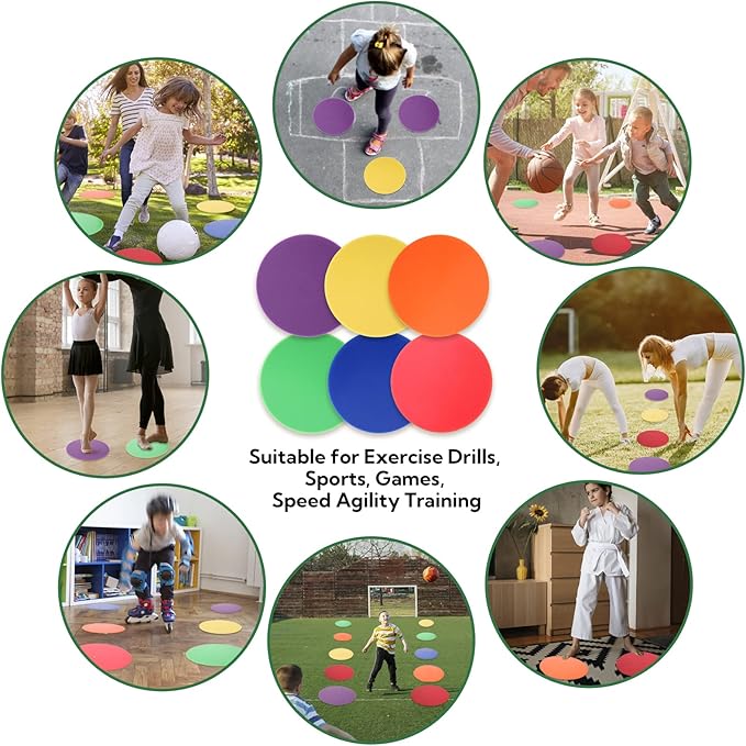 9 Inch Poly Vinyl Spot Markers, Non Slip Rubber Agility Markers Flat Field Cones Floor Dots,for Exercise Drills, Sports, Games, Speed Agility Training -30 Pcs