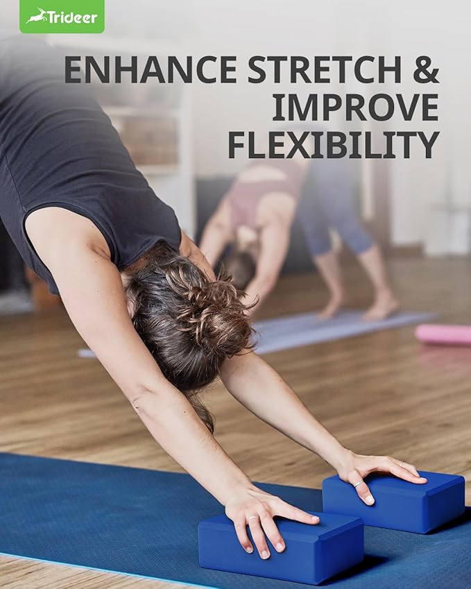 Trideer 9"x6"x3" Yoga Blocks, High Density EVA Foam Blocks 2 Pack, Supportive, Lightweight & Odor Resistant, Yoga Essentials and Accessories for Yogi & Yogini