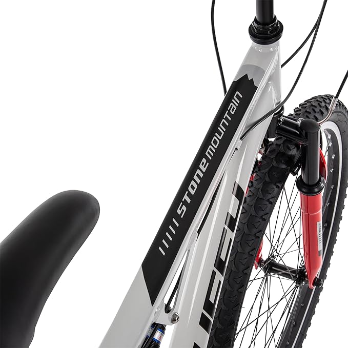 Huffy Stone Mountain Hardtail Mountain Bike for Boys/Girls/Men/Women, 20"/24"/26" Sizes, 6 or 21 Speed Shimano Twist Shifting, Front or Dual Suspension, Comfort Saddle, Sleek Colors