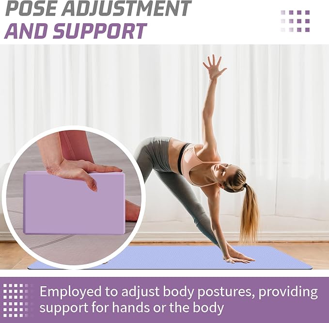 Biguphate Yoga Blocks 2 Pack, EVA Foam Yoga Block Supportive Latex-Free, Non-Slip Exercise Blocks, Yoga Accessories for Pilates, Meditation, Balance, Stretching and Deep Poses