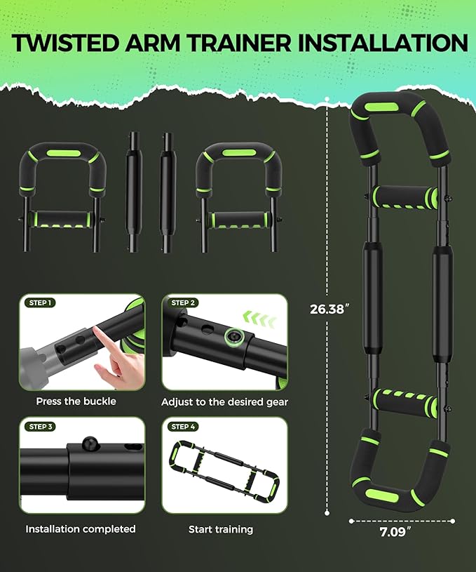 Twister Arm Trainer, Adjustable 5 Resistance Levels (40-130 lbs) Chest & Arm Workout Equipment for Men & Women, Ergonomic Home Gym Strength Trainer with Anti-Slip Handles & Carry Bag