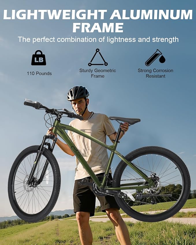 24/26/27.5" Mountain Bike Aluminum Bicycle with Ultralight Aluminum Frame, Powerful Mechanical Dual Disc Brakes, Double Wall Rims and Premium XC Tires, Men & Women Bike with Tool Kit