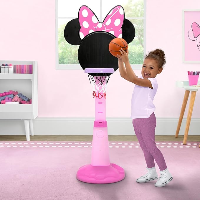 Minnie Mouse Plastic Basketball Set by Delta Children – Includes Basketball Hoop, 1 Basketball and Ball Pump