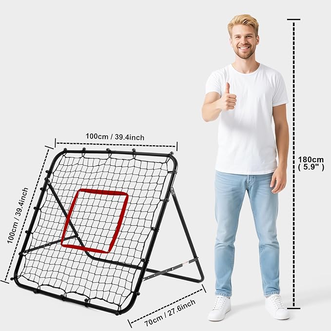 Soccer Rebounder Net - Portable Bounce Back Trainer for Soccer, Baseball, Softball & Lacrosse | Adjustable Practice Target Pitchback Net for Backyard Training Equipment Gift for Kids & Adults