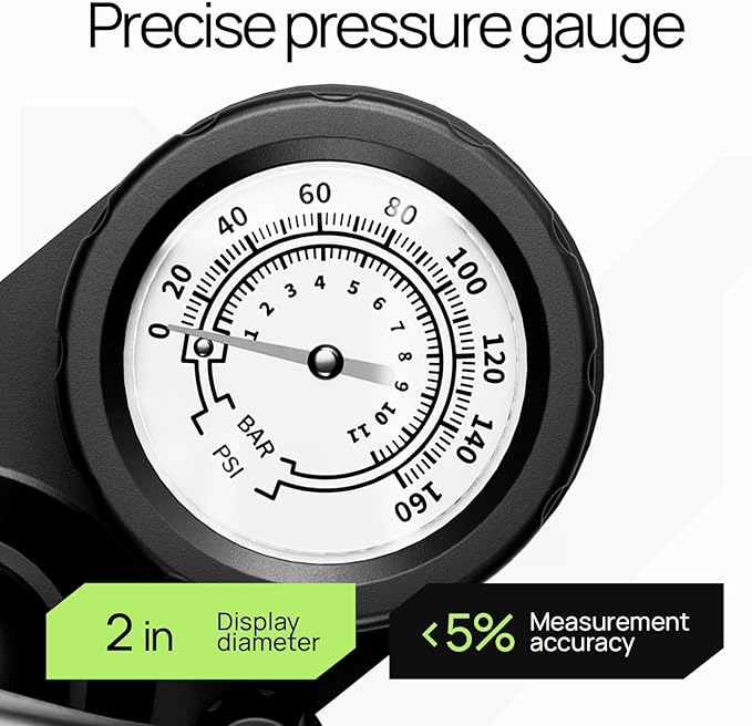 Bike Pump Floor, Advanced Bike Tire Inflator, Bicycle Hand Air Pump with Dual Presta and Schrader Valves, Handheld Pump, Suitable for Road and Mountain Bikes, Baby Stroller, Balls