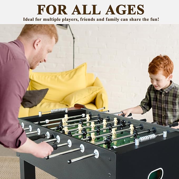 Seydrey 55-Inch Competition Foosball Table, Black, with Chrome-Plated Steel Rods