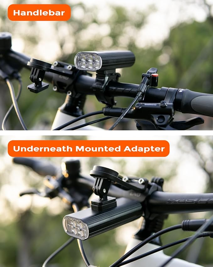 High Lumens Bike Headlight, 2000+ Lumens 6 LED Super Bright Wide Beam for Night Riding, Rechargeable Bicycle Front Light with Handlebar & Underneath 2 Mounts for Road Mountain Bicycle