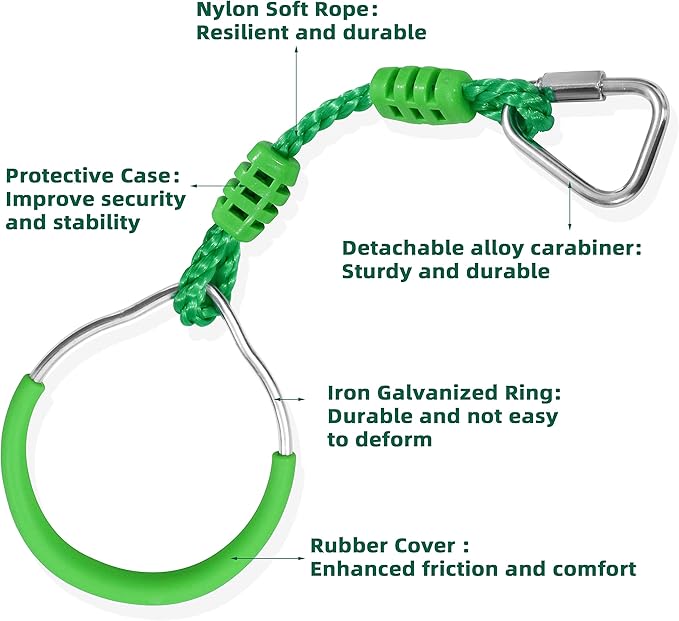 Ninja Ring Fitness Gymnastic Ring Climbing Bar Workout Outdoor Backyard Playground Training Equipment Play Set, Jungle Gym Fist Hanging Swing Monkey Bars Ninja Warrior Obstacle Course Trapeze Playsets