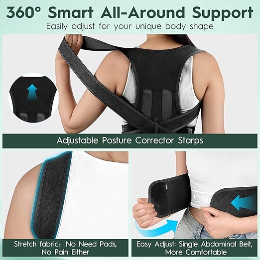 Back Brace Posture Corrector For Men and Women - Bionic System Posture Correctors, Adjustable Full Brace, Shoulder Back Straightener, Neck, Upper And Lower Pain Relief