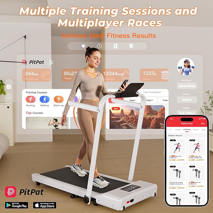 Walking Pad Treadmill with Handle Bar 3-in-1 Foldable Treadmills for Small Space 300 LBS Capacity, 3.0HP Portable Under Desk Treadmill for Home Office with LED Display Remote APP Control