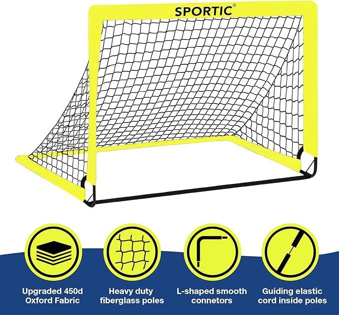 2 Pack 4' x 3' Soccer Goal Net Set, Pop Up Kids Practice Soccer Goals for Indoor and Outdoor.Portable Soccer Net with Carrying Bag & Ground Pegs, Perfect for Backyard, Field, Court