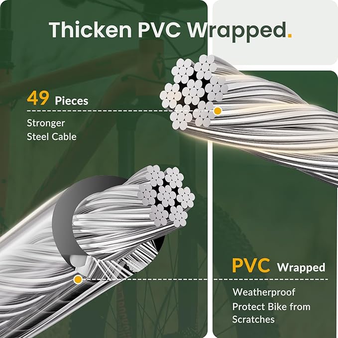 Titanker Bike Lock Cable, 4 Feet Bike Cable Lock Basic Self Coiling Kids Bike Lock Combination with Complimentary Mounting Bracket, 5/16 Inch Diameter (4FT, White-8mm)