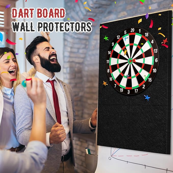 Extended Length Dart Board Surround Wall Protectors Fit 17.75'' and 18'' Dartboard Dart Backboard Felt Wall with Removable Adhesive Tabs