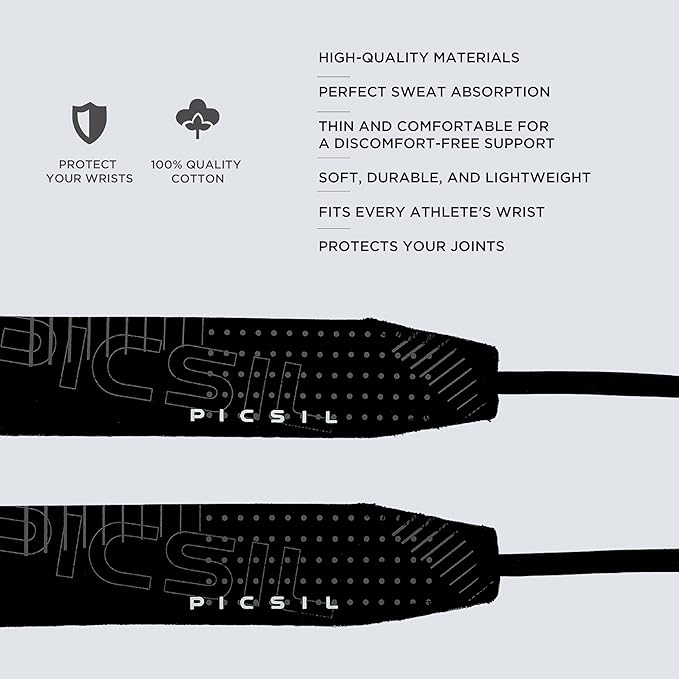 PICSIL Adjustable Wrist Support, Premium Fabric Weightlifting and Yoga Sweat Bands for Gym, for Women and Men, 1 Pair