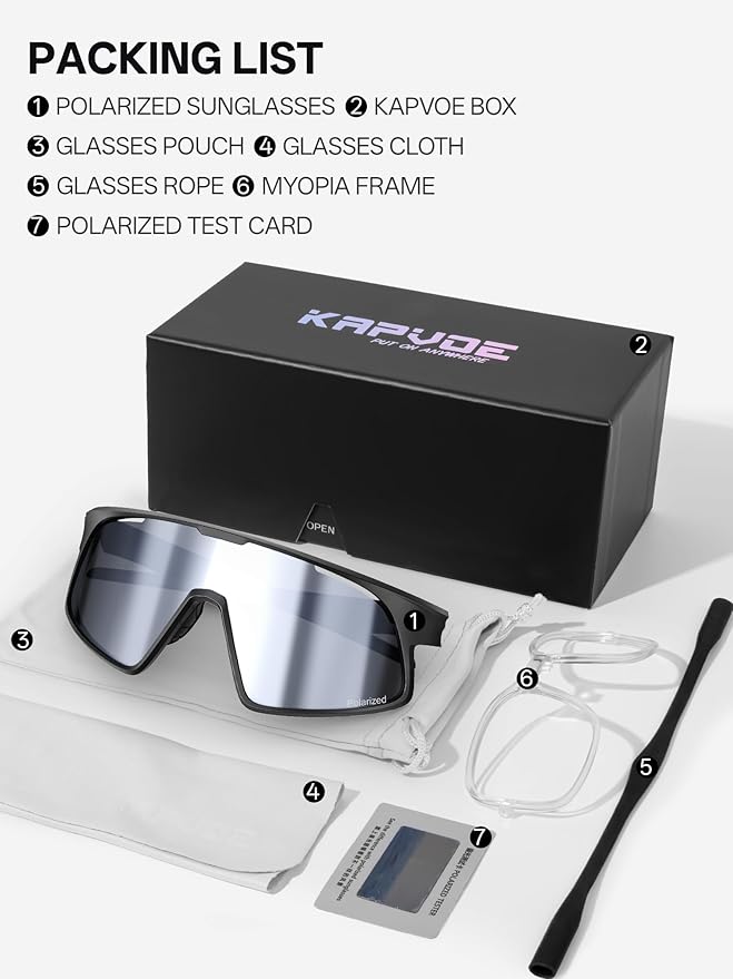 KAPVOE Polarized Cycling Glasses Men Women Sports Sunglasses for Mountain Bike Running Fishing Baseball K383