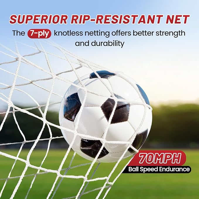 Soccer Goal, 12X6FT Soccer Net Easy Setup, Portable Soccer Goals for Backyard with Upgraded Collapsible Metal Base, Outdoor Indoor Soccer Goal Net for Practice with Carry Bag