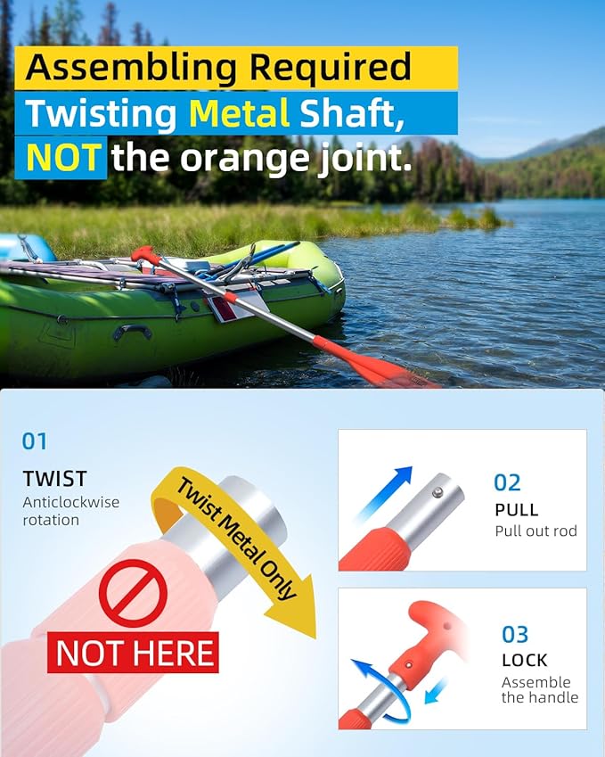 OCEANBROAD Telescoping Emergency Paddle 21''-42''(Assembling Required)/26''-54'' Aluminium Shaft for Kayaking Boating Canoeing River Tubing