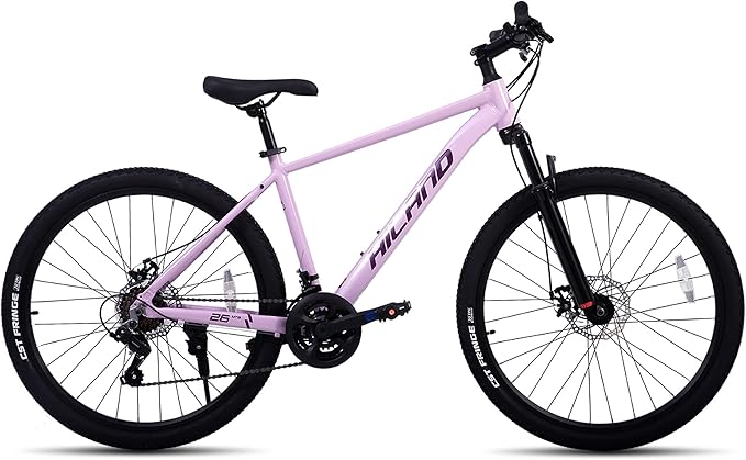HILAND 26 Inch Mens and Womens Mountain Bike,21 Speed Mountain Bicycle with Dual Disc Brake, Front Suspension Fork, High Carbon Steel Frame Urban Commuter Bike for Adults