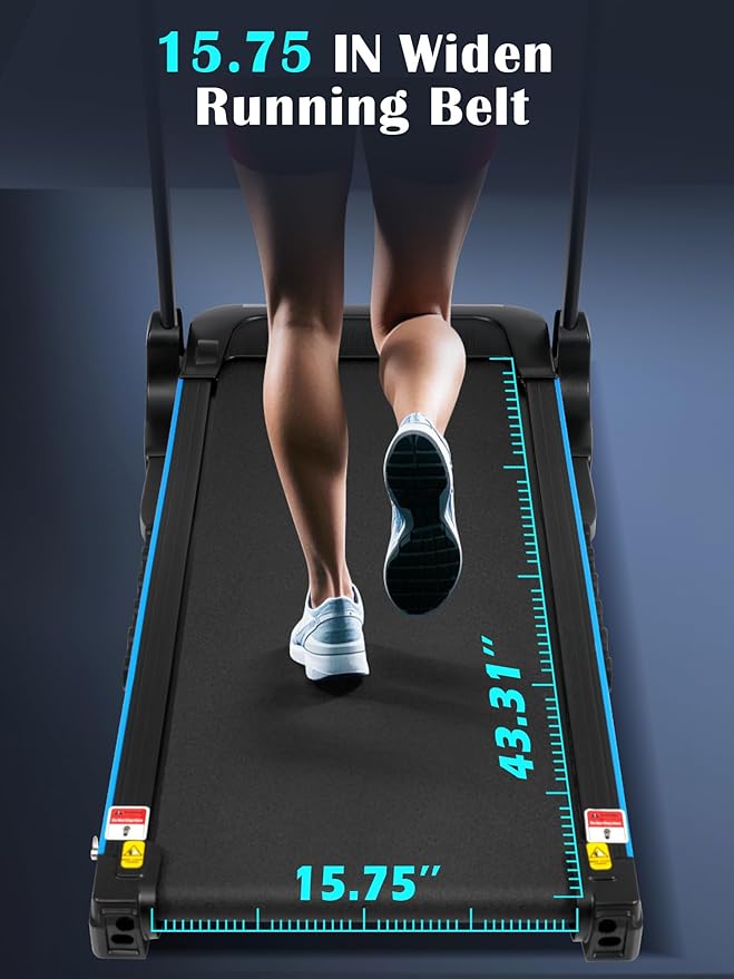 Treadmills for Home, 10MPH Quiet Auto Foldable Treadmill with Incline, 3.0 HP Treadmills for Running Walking with 350LBS Weight Capacity, Double Deck, Bluetooth Speaker, Pulse Sensors, Charge Station