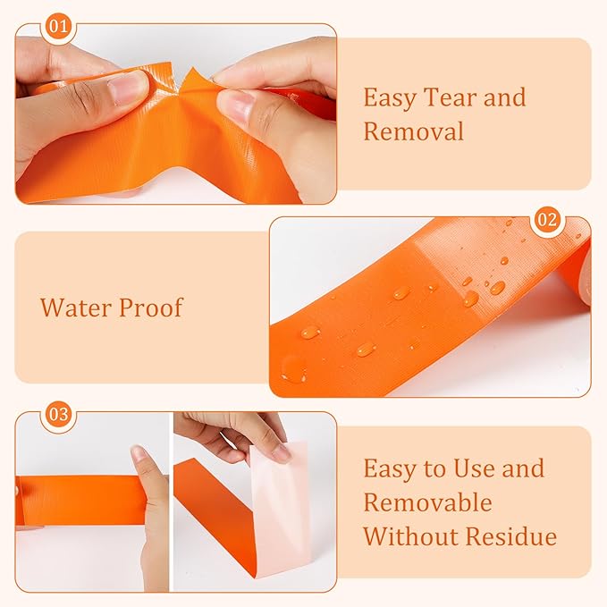 328FT Pickleball Court Marking Kit Orange Temporary Pickleball Court Lines Tape for Badminton, Tennis, Basketball, Pickleball Court Marking