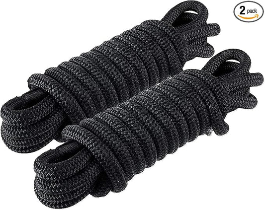 Amarine Made Dock Line, Double Braided Nylon Dock Lines 4840 lbs Breaking Strength (L: 20 ft. D:1/2 inch Eyelet: 12 inch) 2 Pack of Marine Mooring Rope Boat Dock Lines Working Load Limit:968 lbs