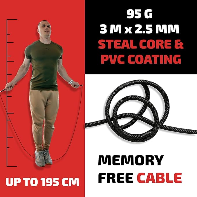 WARM BODY COLD MIND Adjustable Jump Rope For Men and Women, Speed Jump Rope, Skipping Rope for Weightlifting, Boxing, Gym, Outdoor or Indoor Sport, Fitness