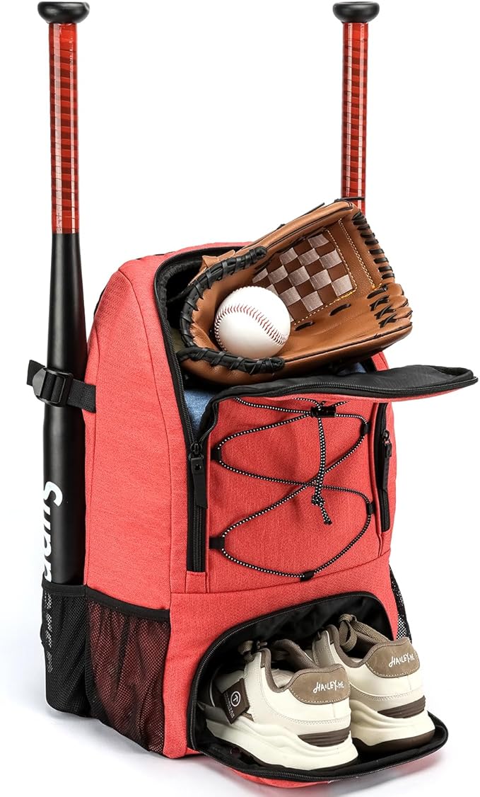 TUGUAN Baseball Bags for Adults Mens with Fence Hook, Laptop Compartment, Shoes Compartment & Glove Holder Portable Youth Boys Softball Backpack Coaches Catchers Team Equipment Gear Bags