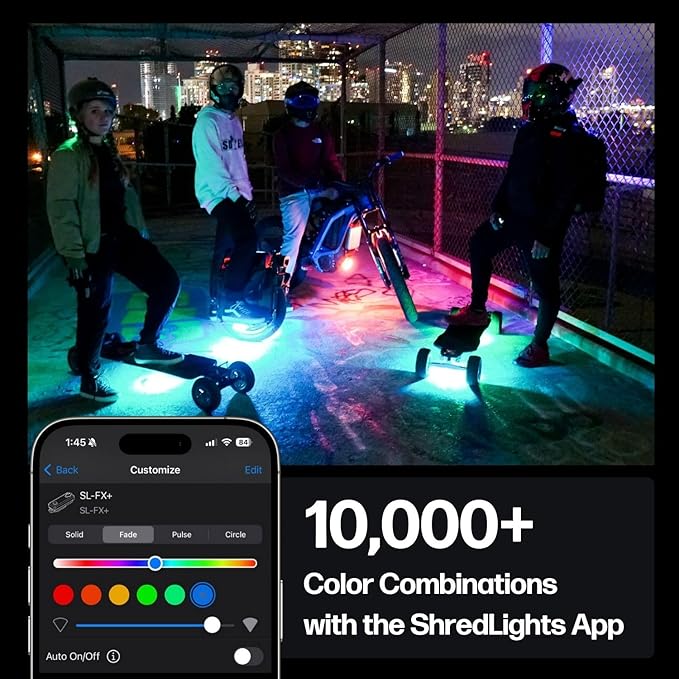 SL-FX+ Bluetooth Underglow LED Light for Electric Skateboards, Longboards, Scooters, E-Bikes | Full RGB, 11 Light Modes, Adhesive Mount | Two Pack