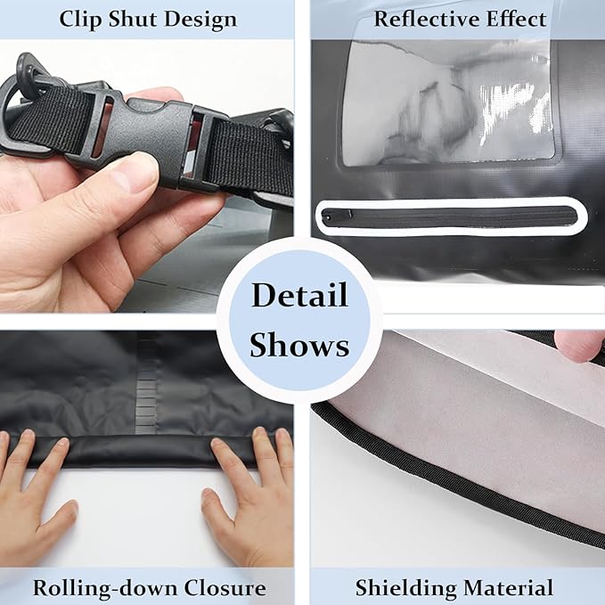 Quctak 15L Faraday Dry Bags, Waterproof Backpack For Electronic Device, Faraday Cage for Signal Blocking, Faraday Key Fob Protector, Anti-Theft Anti-Tracking GPS RFID Waterproof Dry Bag