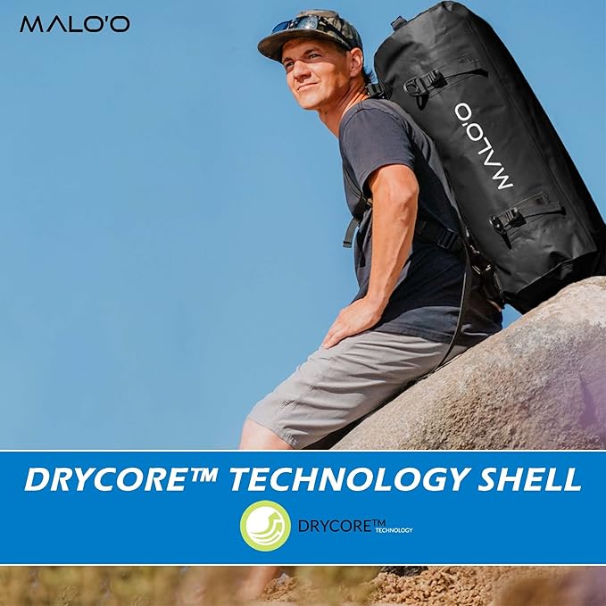 Malo'o Airtight Waterproof Adventure Duffle - Ideal for Kayaking, Camping, Beach, Fishing, Boating, Hiking - Water-Tight Zipper