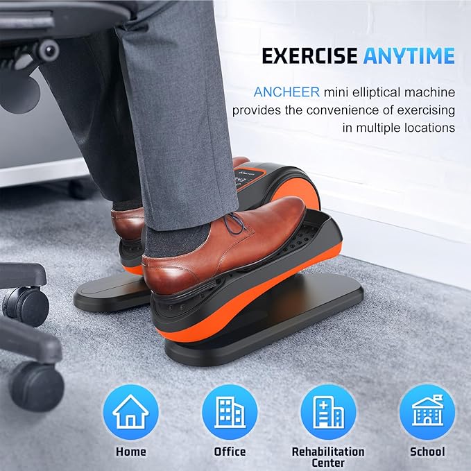 ANCHEER Under Desk Elliptical, Electric Leg Exerciser While Sitting for Seniors, Fully Assembled Motorized Ellipse Leg Exerciser Seated Elliptical Machine with 12 Adjustable Speeds