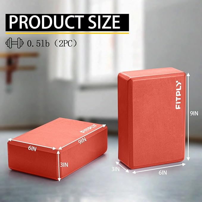 Yoga Blocks 2 Pack - Non-Slip Yoga Brick & Foam Blocks Yoga Set, High-Density Pilates Block for Stretching, Meditation, and Exercise Blocks Foam, Ideal for Deep Poses