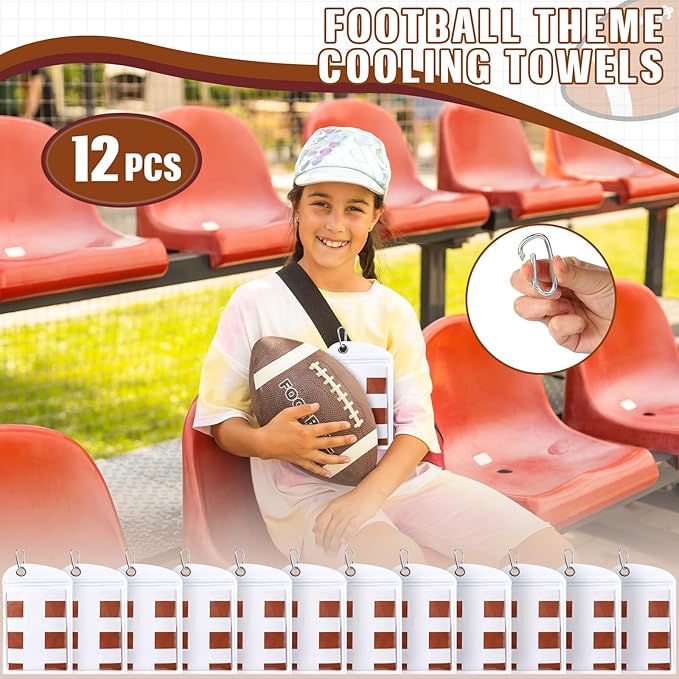 12 Pack Football Cooling Towels, Sports Towels with Bags, 40"x12" Breathable Chilly Towel, Microfiber Towel for Football Sport Team Gift