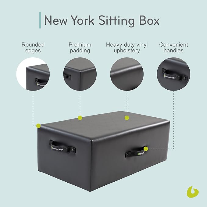 Balanced Body New York Sitting Box for Pilates Reformer, Pilates Equipment for Home Workouts and Professional Studio Use, Fits All Balanced Body Wood Reformers and Metro IQ Reformers