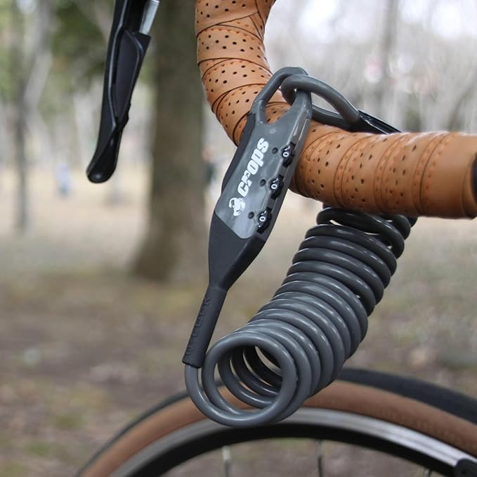 Bike Lock Cable, Q5-COCON 6ft Gray, 3-Digit Resettable Combination Cable Lock, Compact Design, Easy to Carry, Bicycle Lock Cable