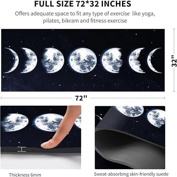 nuveti TPE Large Yoga Mat Non-Slip Exercise Fitness Mat with Carry Bag Extra Wide Yoga Mats for Women 72"x32" Extra Thick 6mm for Home, Pilates and Floor Exercises Workout Mats