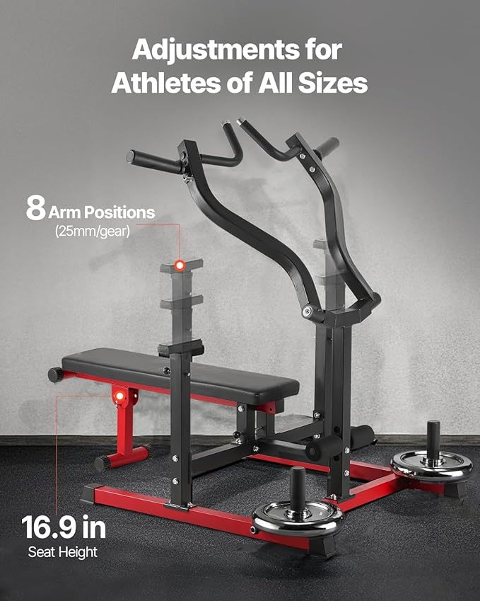 VEVOR Chest Press Machine, Bench Press Set, Adjustable Flat Incline Bench with Independent Converging Arms, Upper Chest Equipment, Fitness Home Gym Equipment Chest