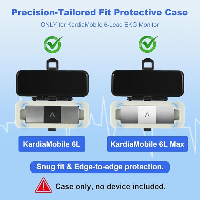 Hard Shell Case for KardiaMobile 6L & 6L Max EKG Monitor - Portable, Impact & Water Resistant with Soft Silicone Interior - Protect Your Kardia Mobile Heart Monitor On The Go