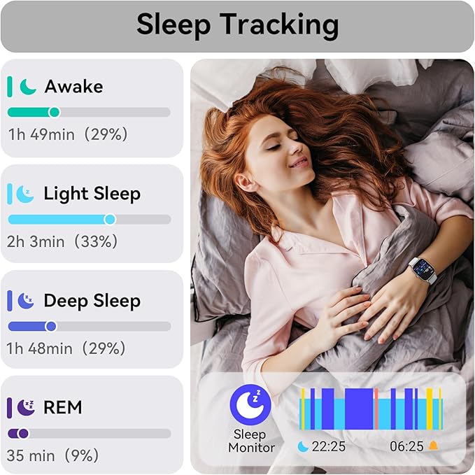 Tensky Smart Watch for Women Android & iPhone, 1.85" Touch Screen Fitness Tracker with Answer/Make Call, IP68 Waterproof 24/7 Health/Sleep Monitor, Pedometer, 100+ Sport Modes (2 Bands)